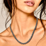 ELIF silver-plated Byzantine mesh necklace on model
